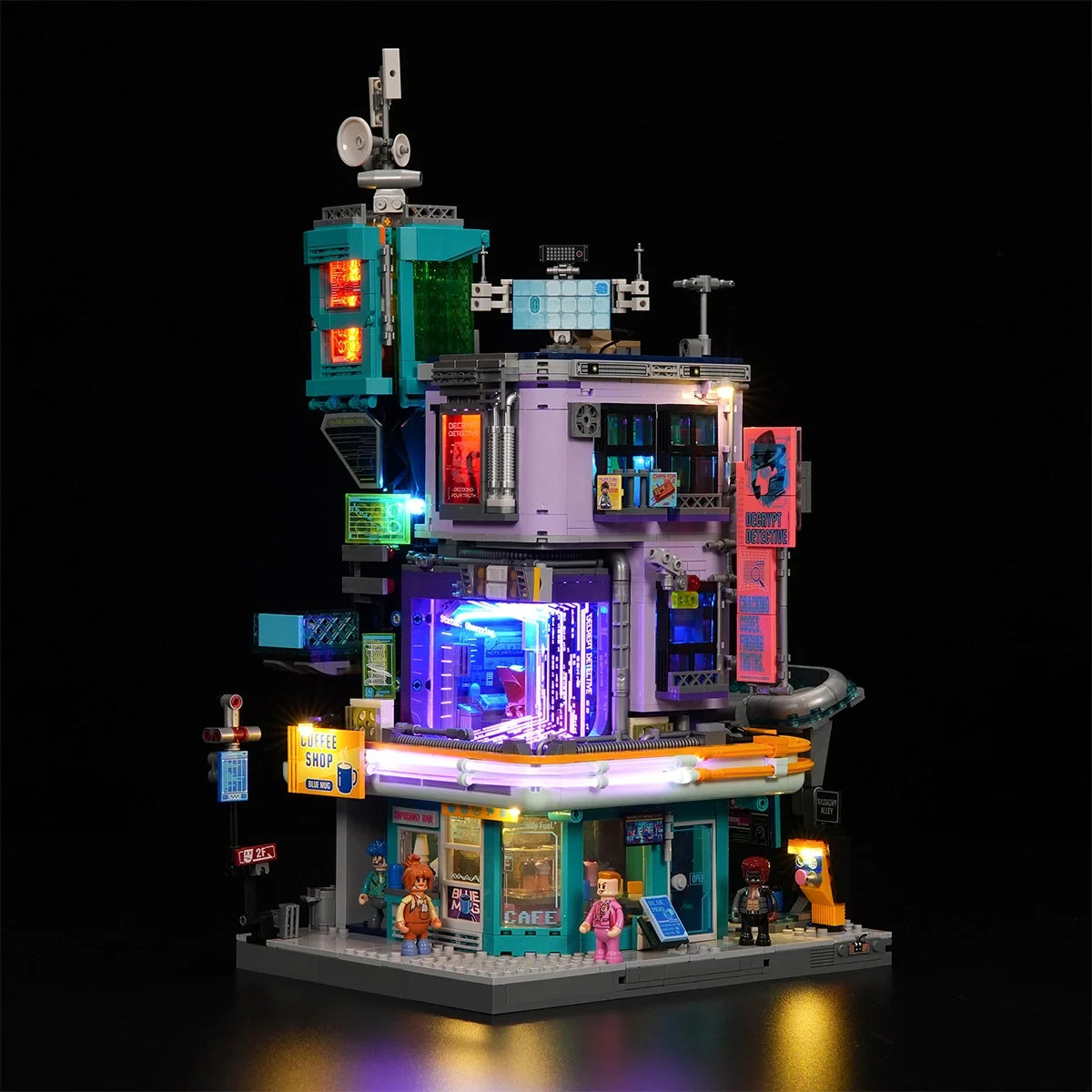 Lumibricks Detective's Office LED brick building set, 2134 pieces, Cyberpunk Neoncity display model, Australia